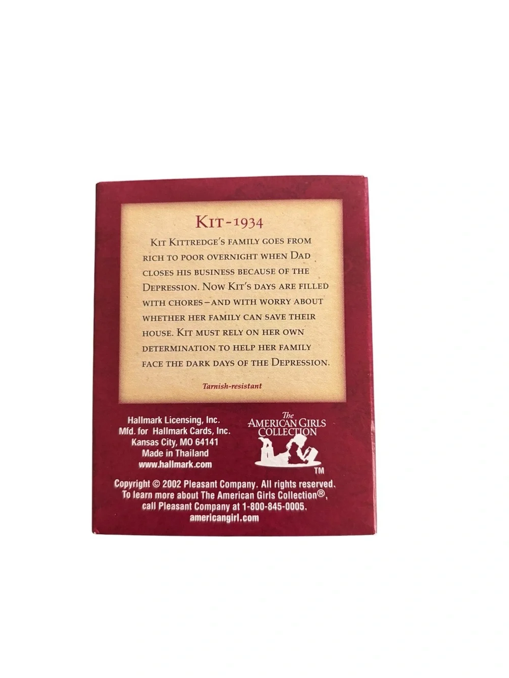 Hallmark American Girls Collection KIT Charm For Bracelet 2002 Silver Tone